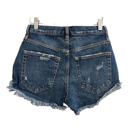 NWT Free People Denim Cut-off Mini Shorts 25 in Deep Sea wash distressed western - Picture 2 of 8